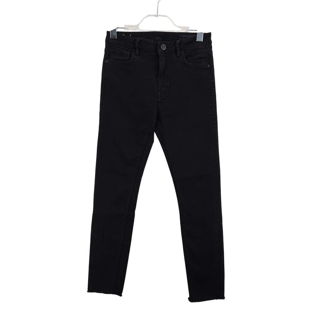 ALLSAINTS Stilt Jet Black Skinny Jeans Raw Hem Womens 29 Stretch Designer Sexy